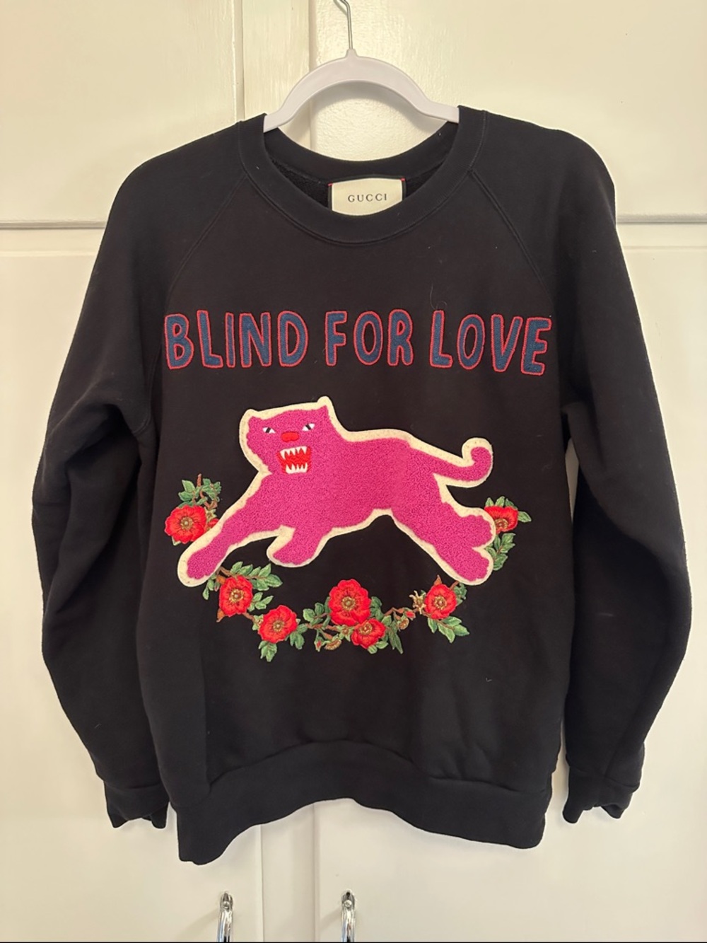 Gucci 100% Authentic Blind for Love Embroidered Crewneck Sweatshirt